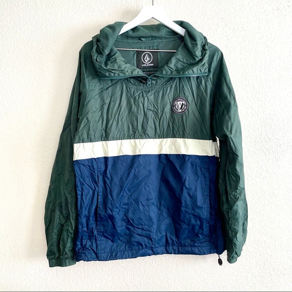 Volcom Water Resistant 600 MM Windbreaker Quarter Zip Outdoor Jacket Green Blue - Picture 4 of 8